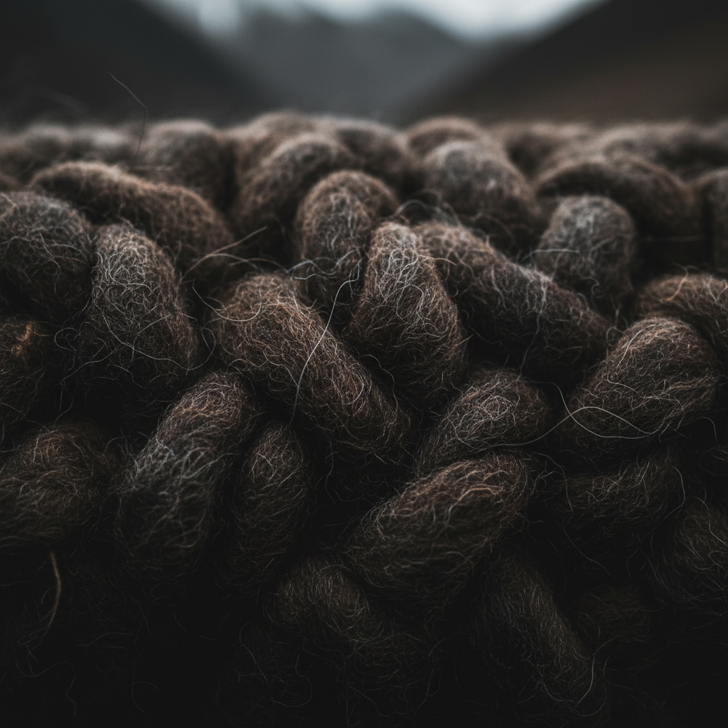 Nahaufnahme eines Merinopullovers, der die feine Textur der Wolle zeigt