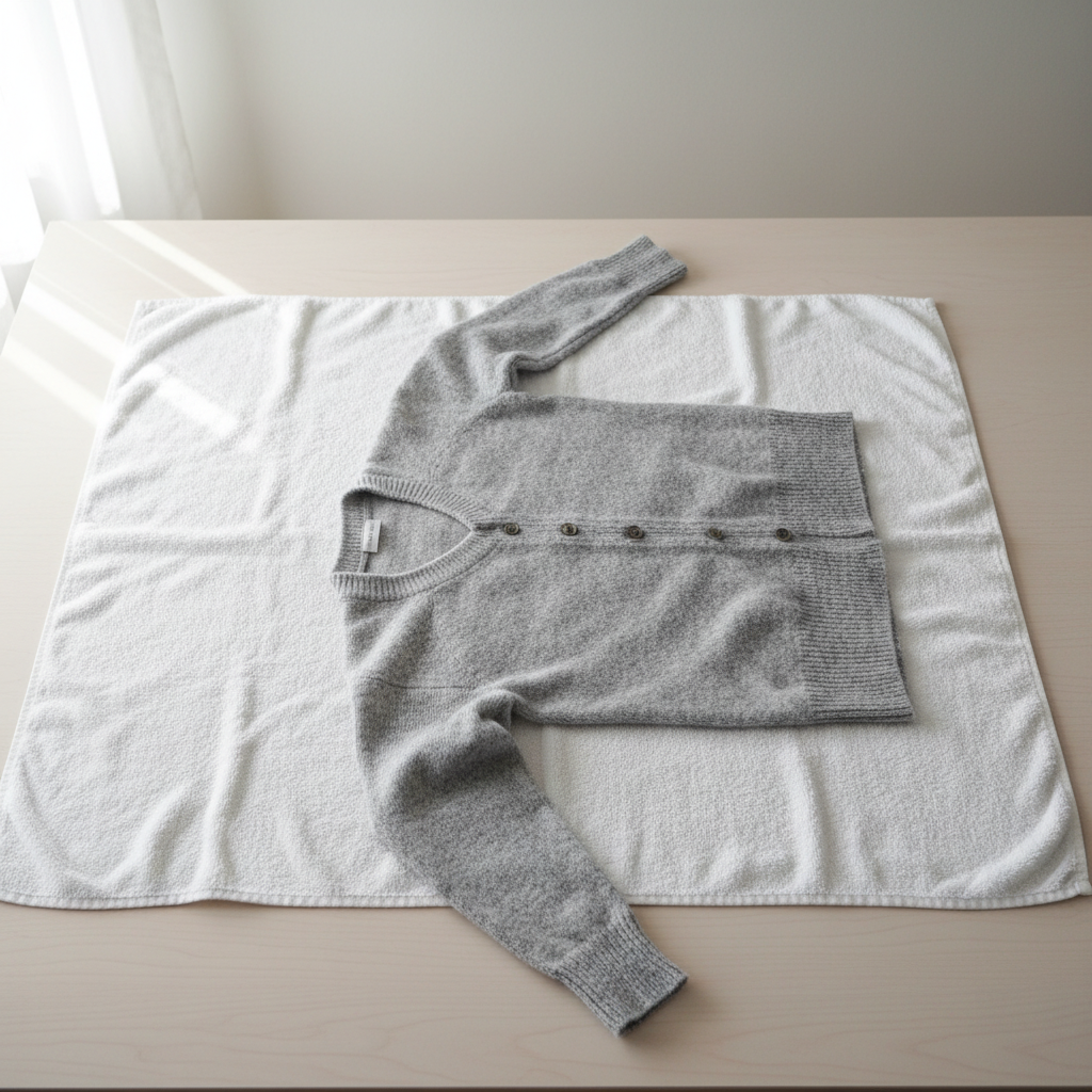 Hände waschen einen Wollpullover sanft im Waschbecken